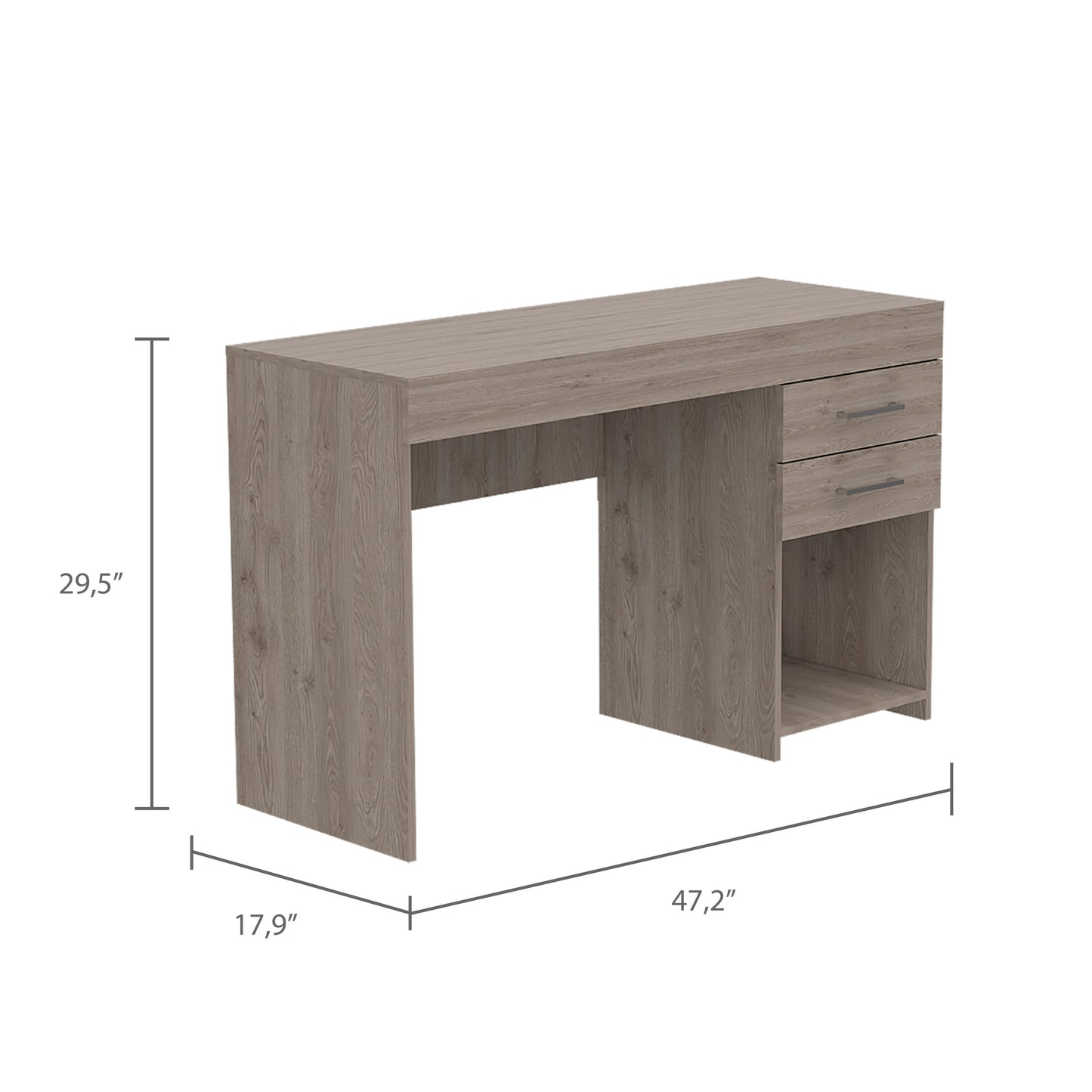 Berkeley 1-Shelf 2-Drawer Computer Desk - Light Grey