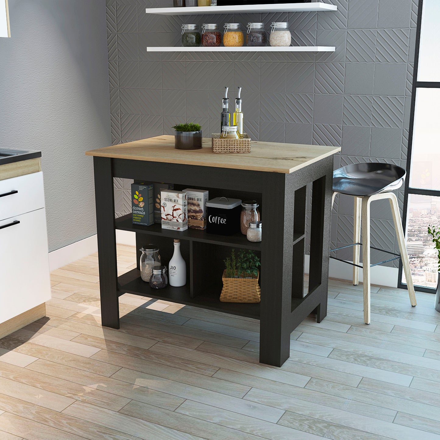 Rockaway Kitchen Island - Black