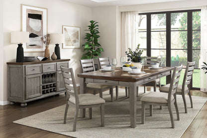 Nash 7pc Dining Set Drawers Table 6x Side Chairs - Gray