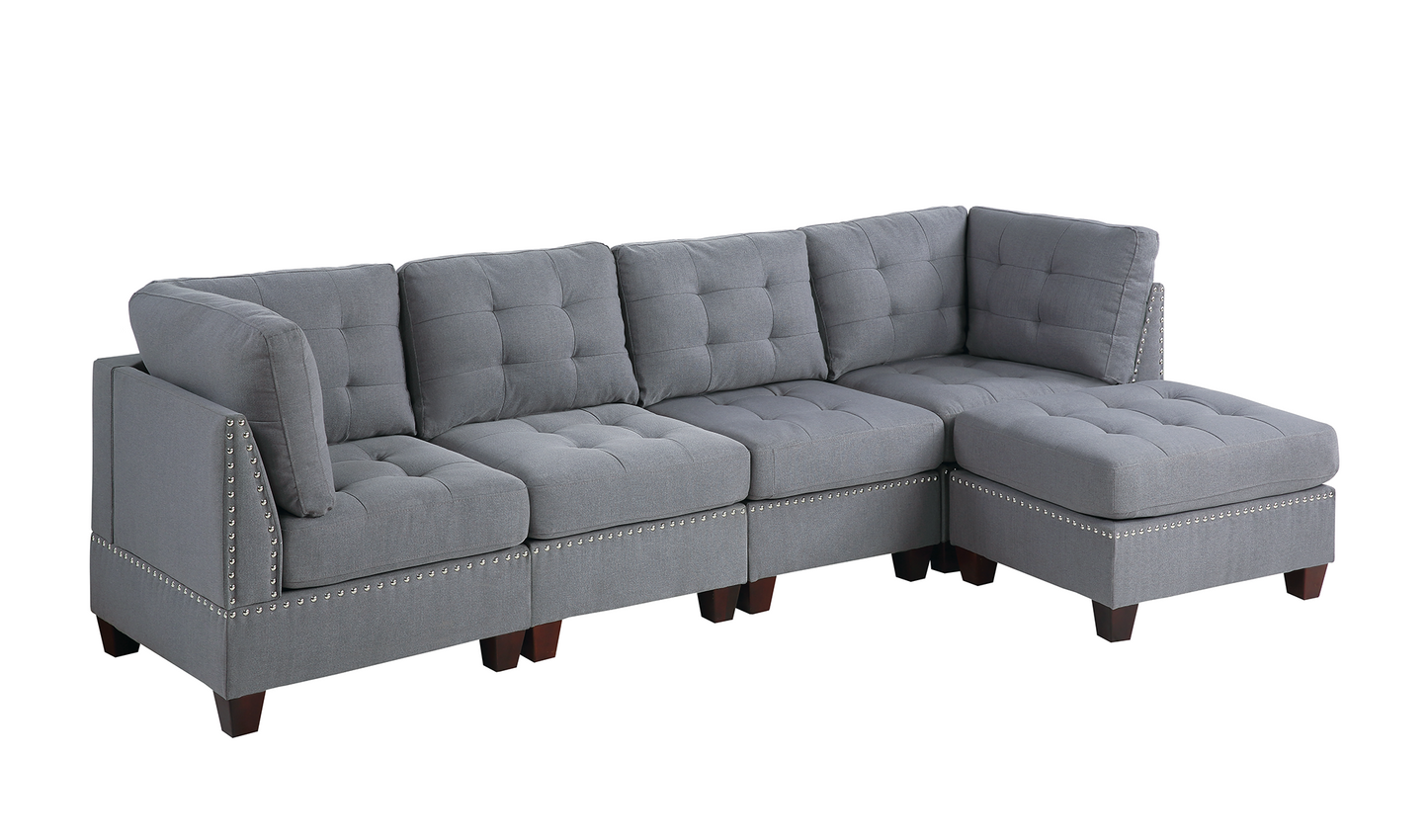 Lyra 5 Pcs Modular Sofa Set   - Gray