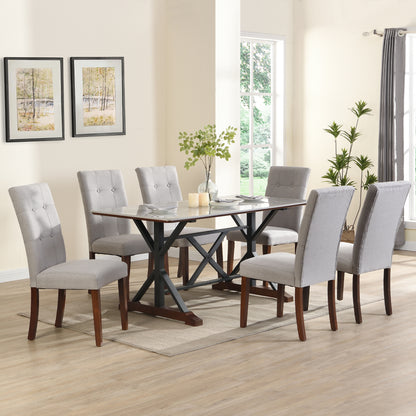 Zelma 7pc Dining Set Dining Table 6x Side Chairs - Gray