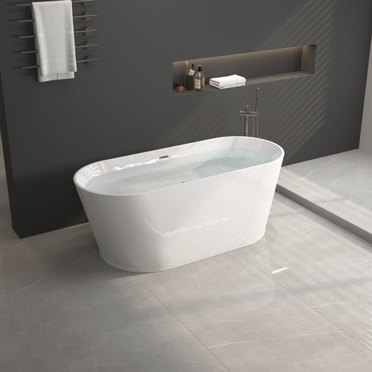 Percy  59" Acrylic Freestanding Soaking Bathtub - Gloss White