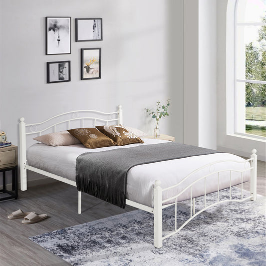 Royal Dream Queen Size Metal Bed Frame - White