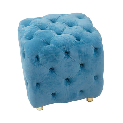 Velvet Upholstered Vanity Seat - Blue