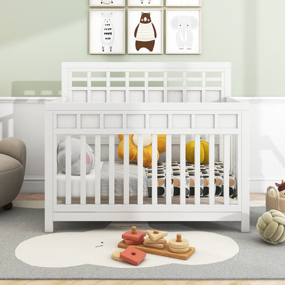 Baby Safe Crib Pine Solid Wood Non-Toxic  - White