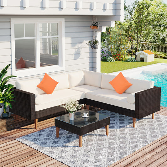 Selma  4 Pc Outdoor Wicker Sofa Set - Beige