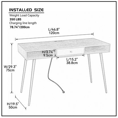 Eco Smart Desk with USB Ports and Power Outlet