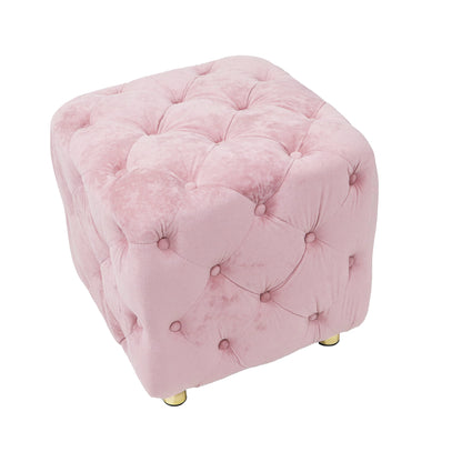 Velvet Upholstered Vanity Seat - Pink