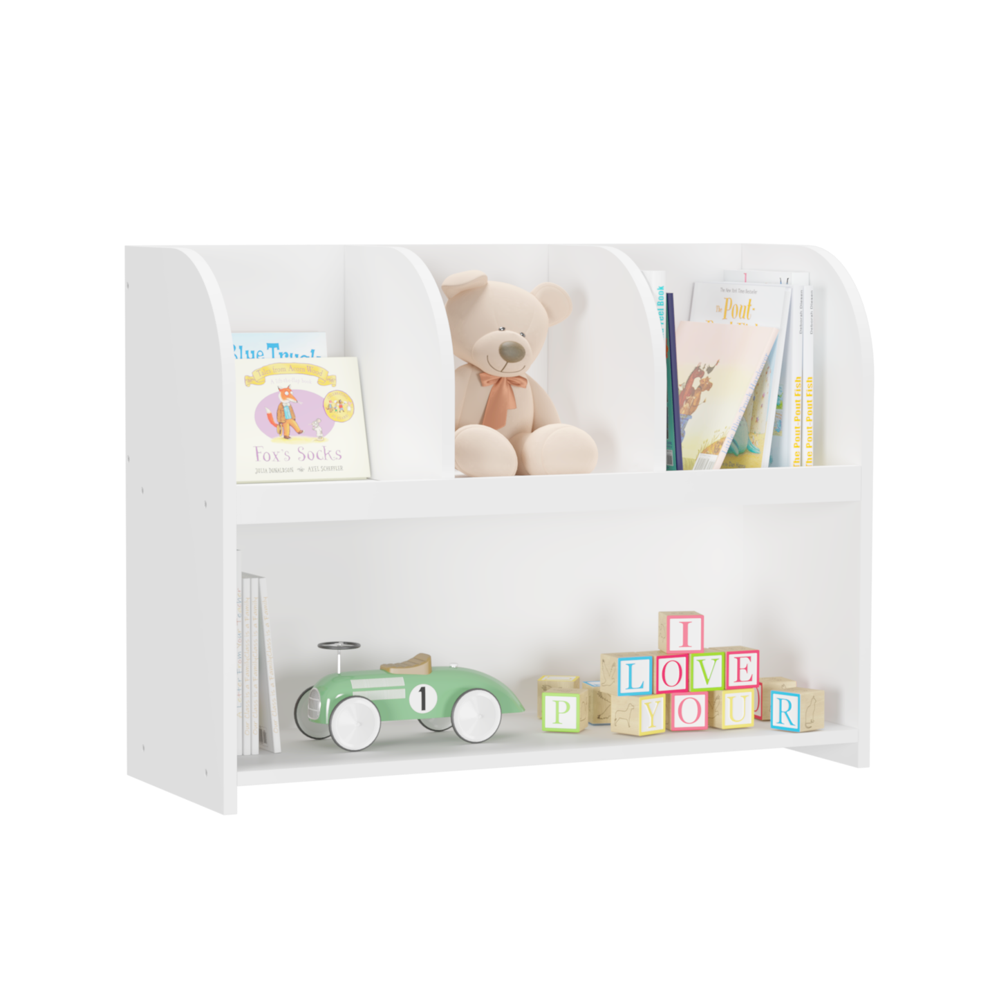 Kids Bookcase with 4 Compartments