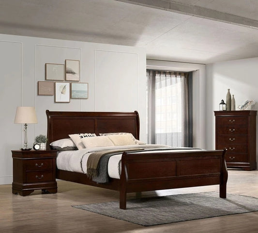 Louis Philippe Solid Wood Full Size Bed - Cherry