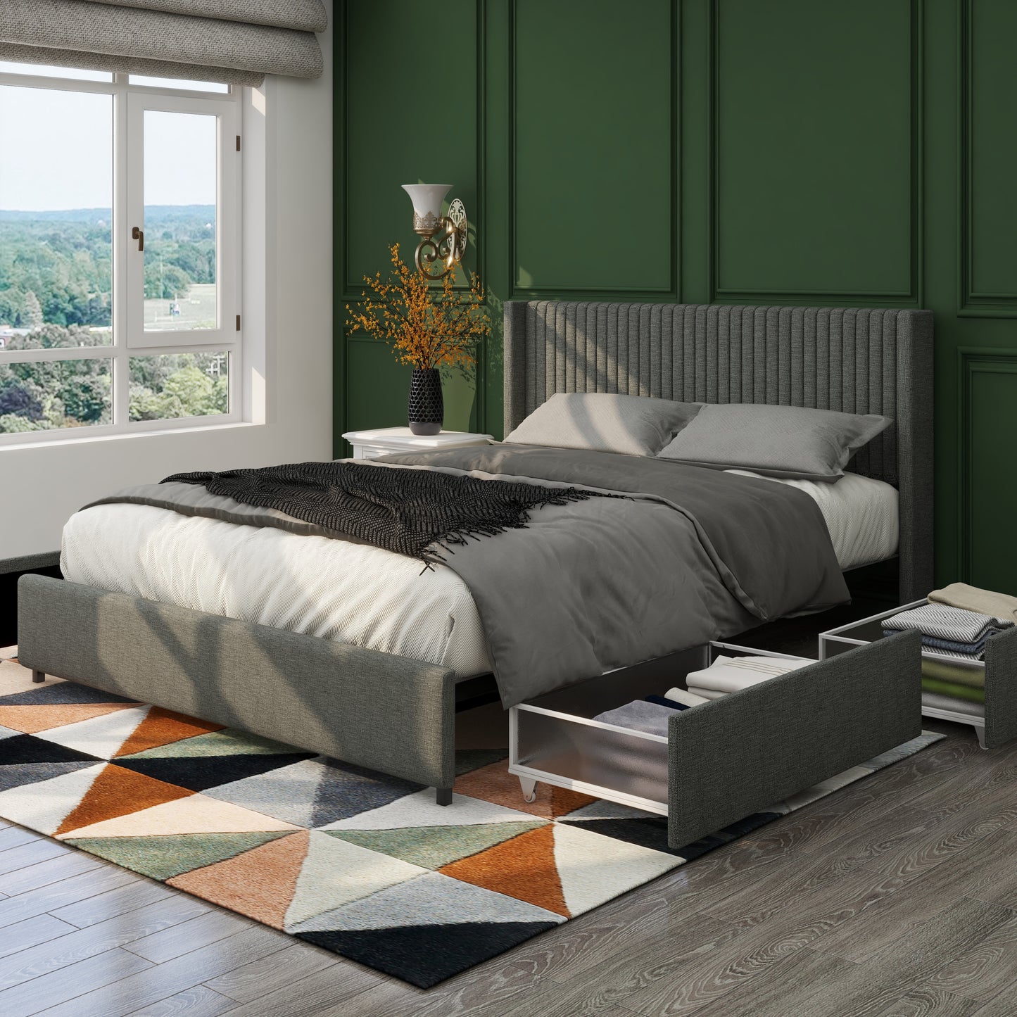 Anna Queen Size Platform Bed - Gray