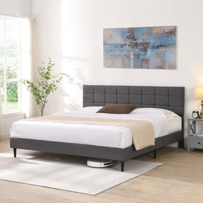 Elegant King Size Platform Bed Frame - Gray