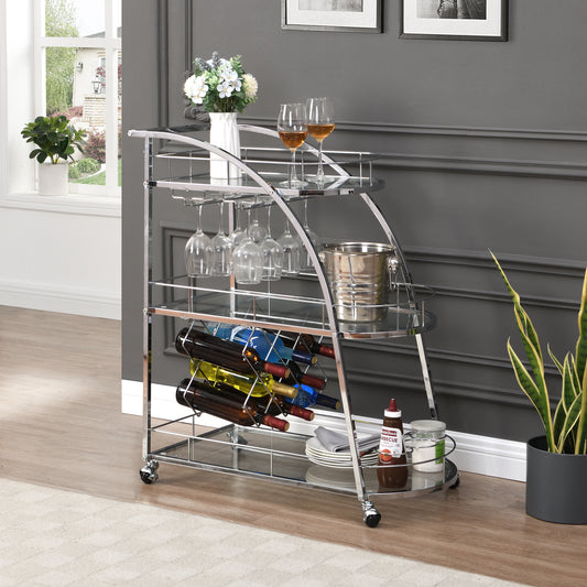 Silver Mobile Wine Cart