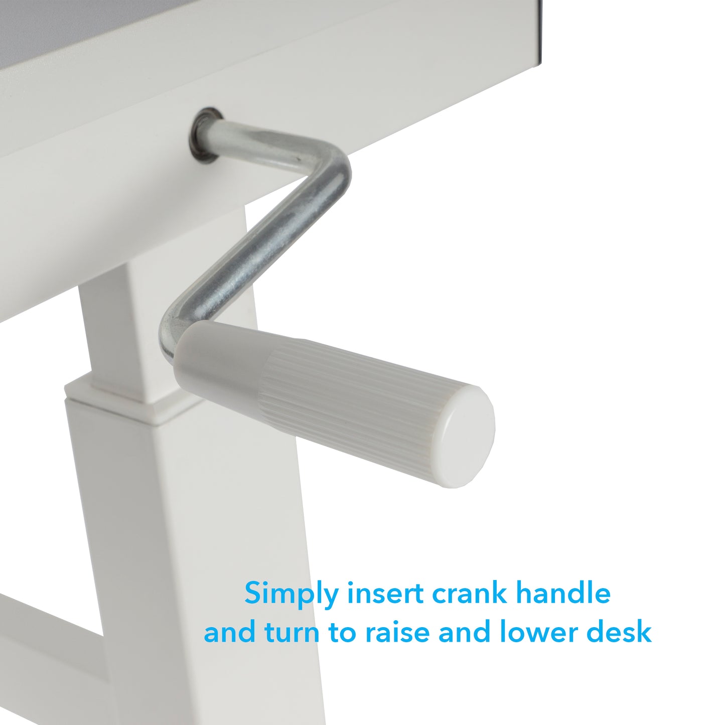 Atlantic Sit Stand Desk with Casters (Height Adjustable) with side crank   -  White