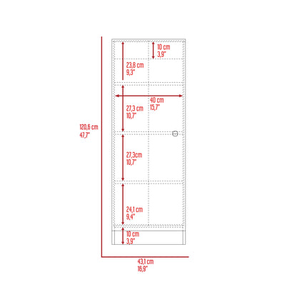 Belleria Single Door Pantry with Four Interior Shelves  - Black
