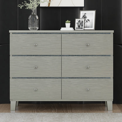 Elegant Silverwood Dresser with Crystal Accents