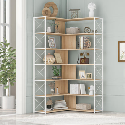 L-Shaped Corner Bookcase - Oak