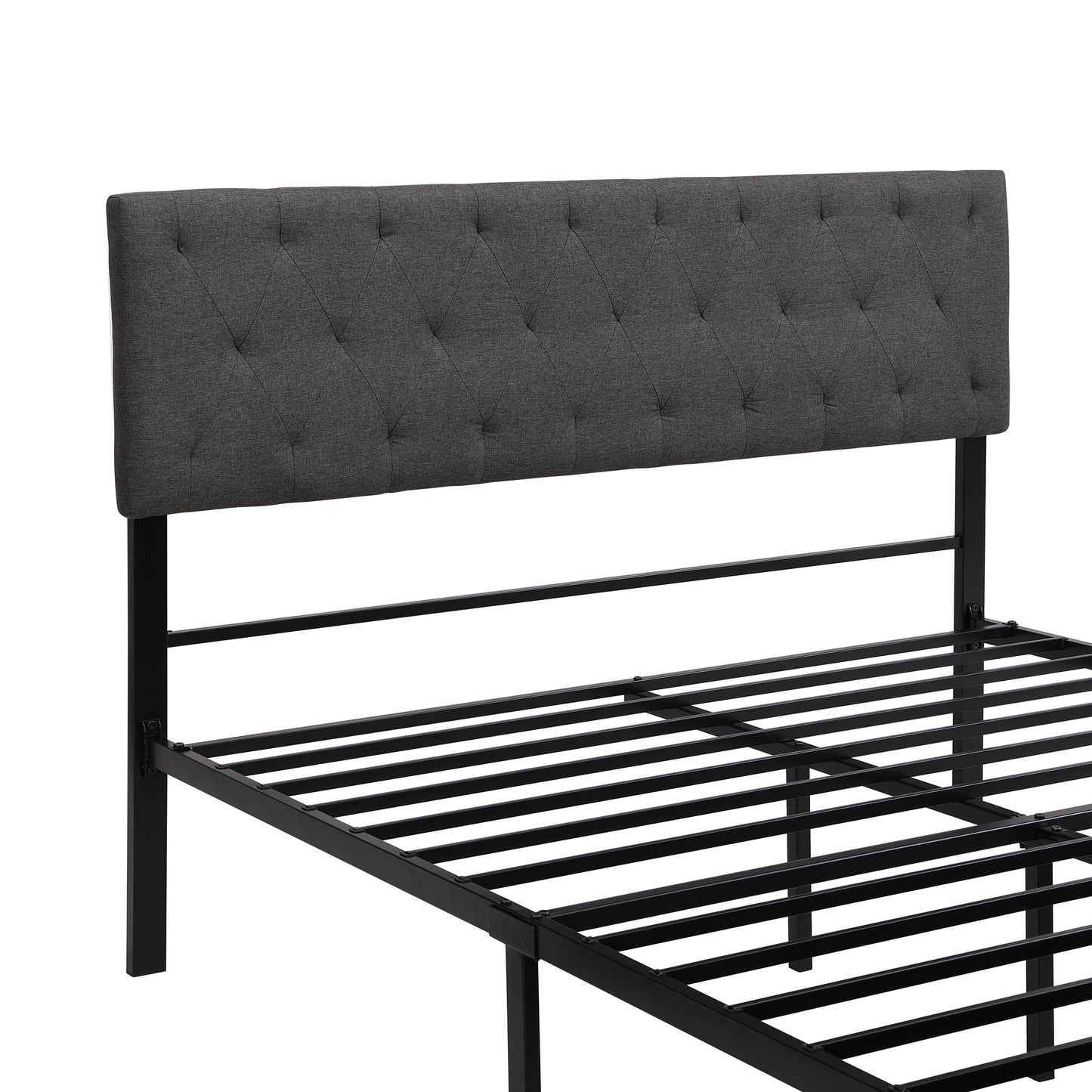 Apex Queen Size Storage Bed Metal Platform Bed with Drawer - Gray