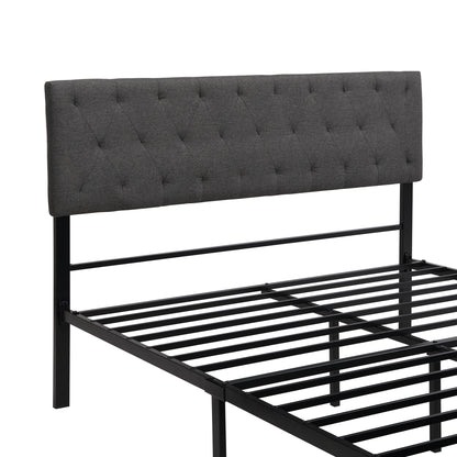 Apex Queen Size Storage Bed Metal Platform Bed with Drawer - Gray