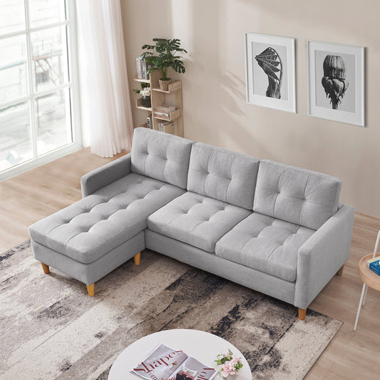 Vero Convertible Sectional Sofa with Ottoman - Light Grey