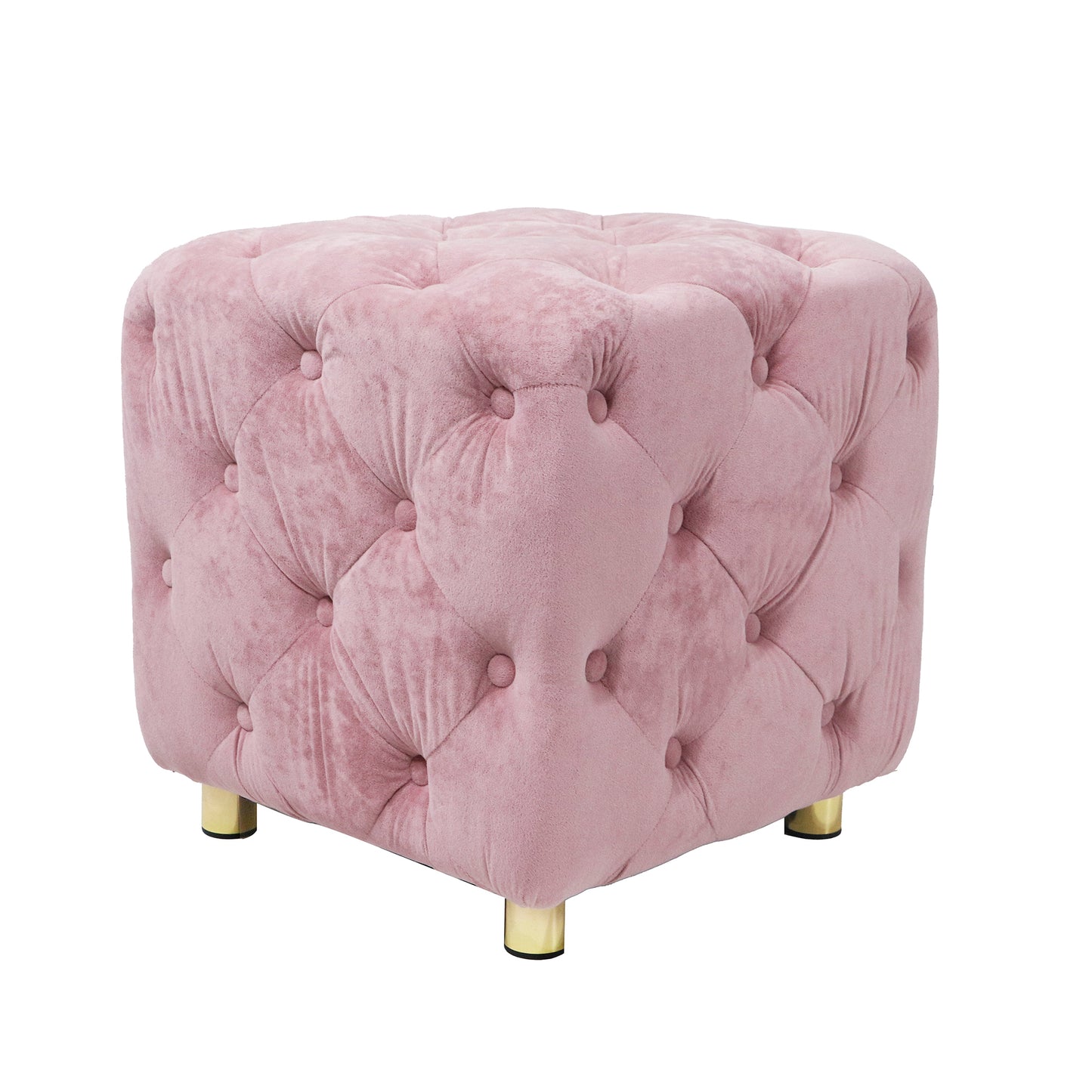 Velvet Upholstered Vanity Seat - Pink