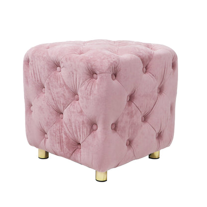 Velvet Upholstered Vanity Seat - Pink