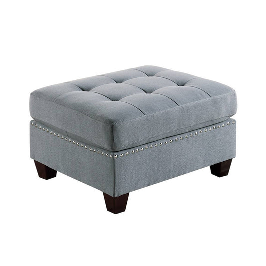 Linen-Like Fabric Upholstered Cocktail Ottoman - Grey