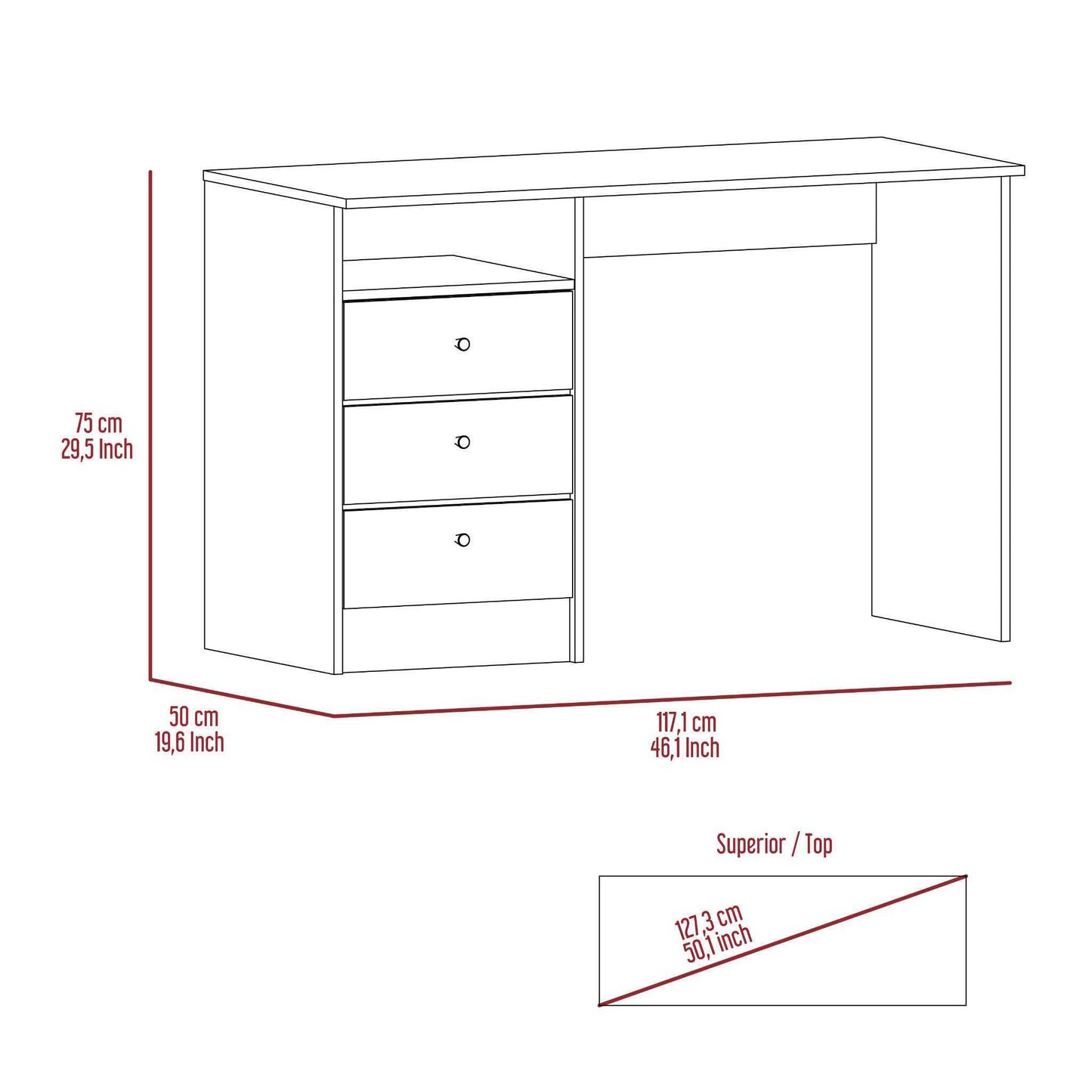 GGW Computer Desk - Smokey Oak