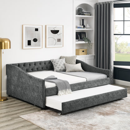 Toya Full Size Daybed with Twin Size Trundle - Gray