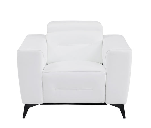 Honcho Top Grain Italian Leather Chair with Power Recliner - White