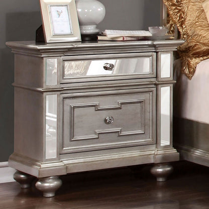 Moor Solid Wood Nightstand - Silver