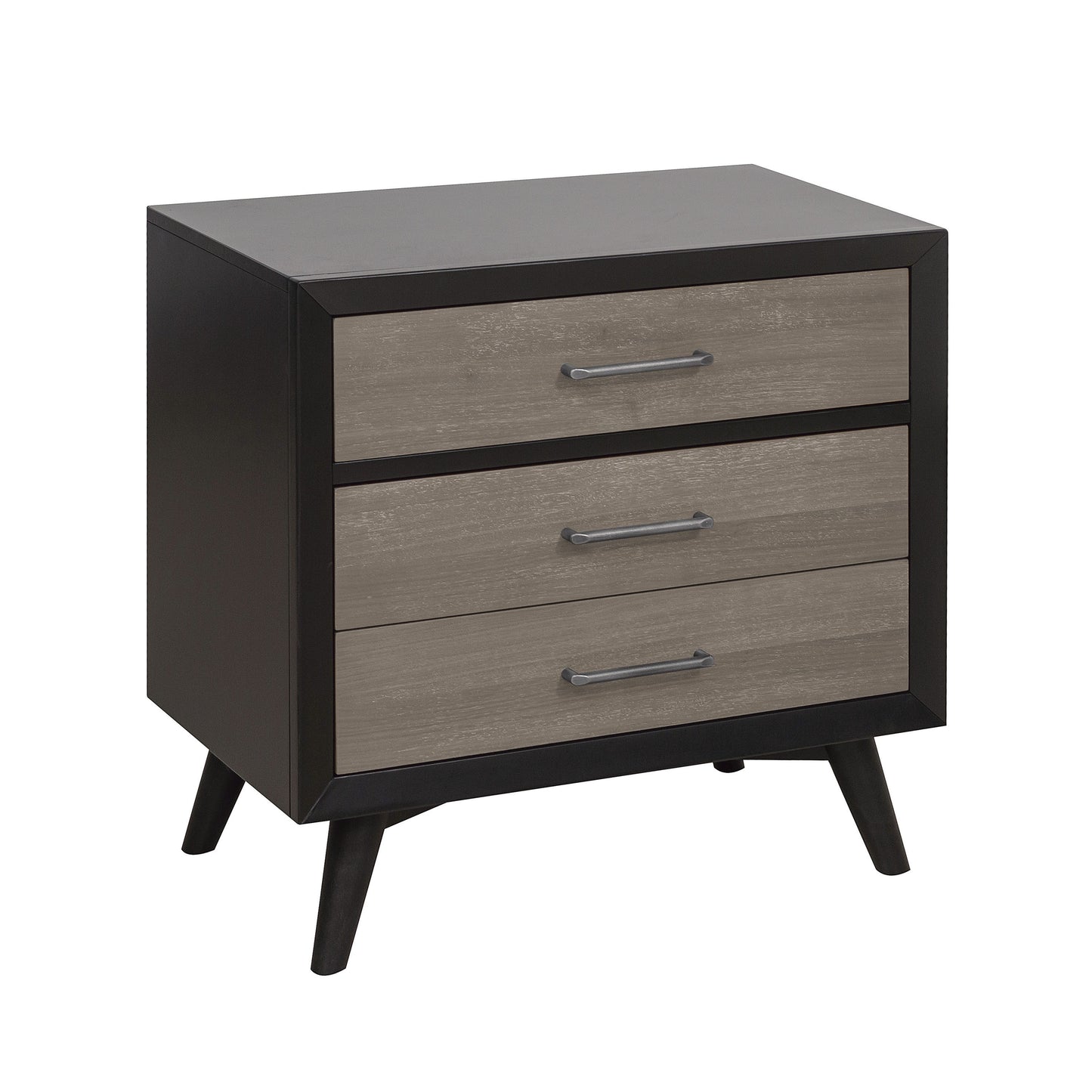 Dio Stylish Two-Tone Nightstand - Black+Gray