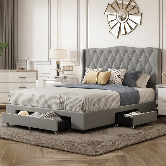 Valencia Queen Size Platform Bed - Gray