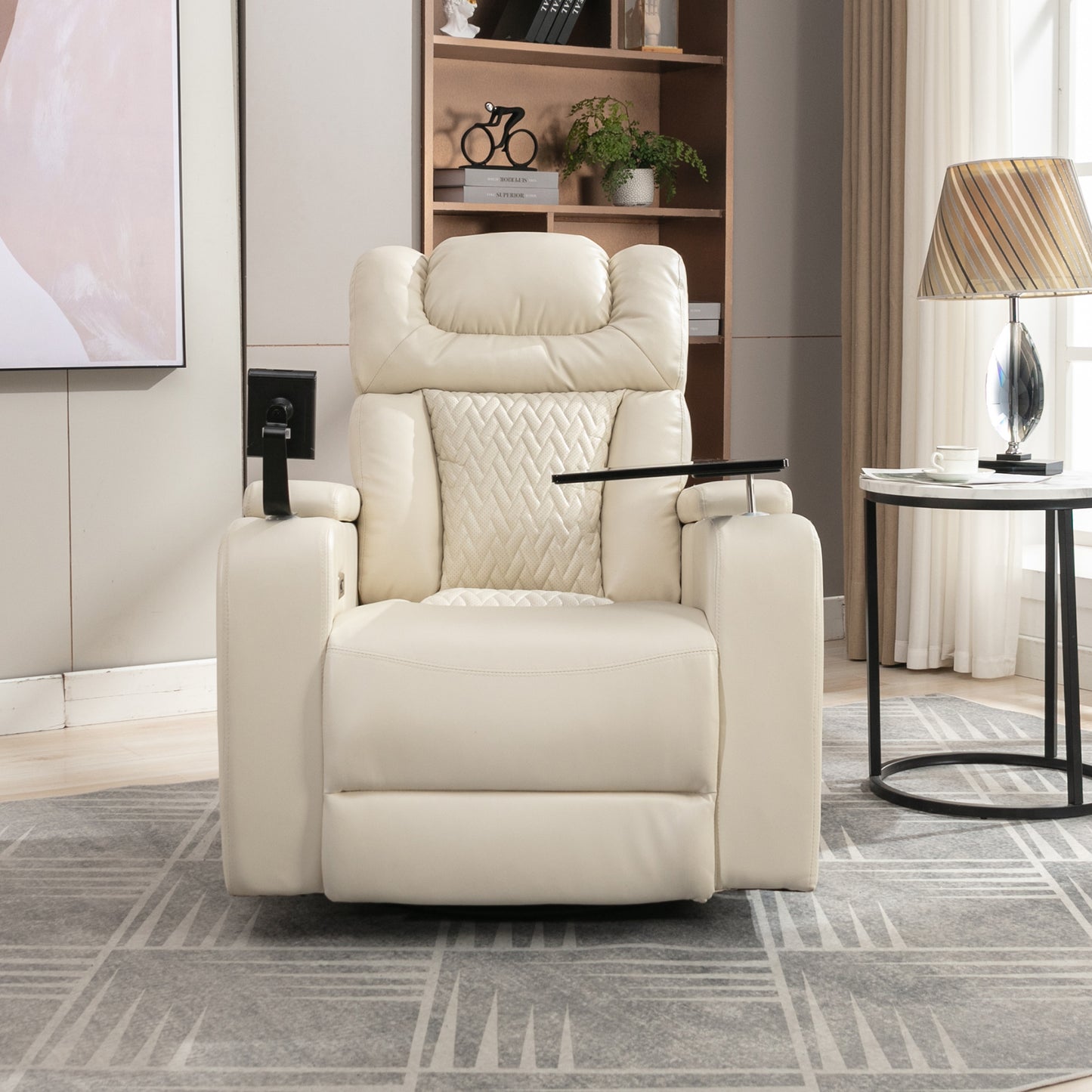 Comfort Max 270 Degree Swivel Power Recliner - White