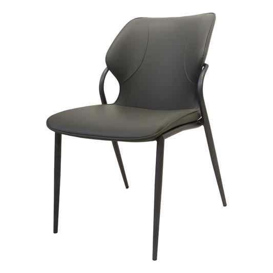 Cornett Pu Dining Chairs with Black Metal Leg (Set of 2) - Gray