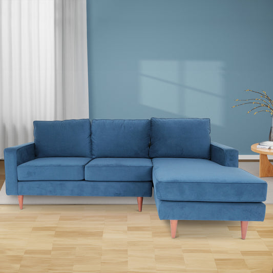 Solace L Shaped Sectional Sofas - Navy Blue