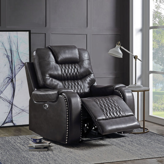 Braylon PU Recliner (Power Motion) - Magnetite