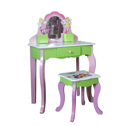 Kids Girls Flower Vanity Set with Stool