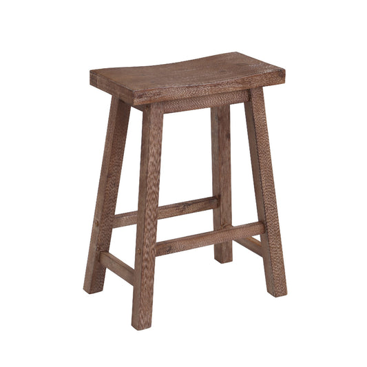 Wooden Frame Saddle Seat Counter Height Stool - Brown