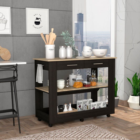 Cala Kitchen Island 46 - Black / Light Oak