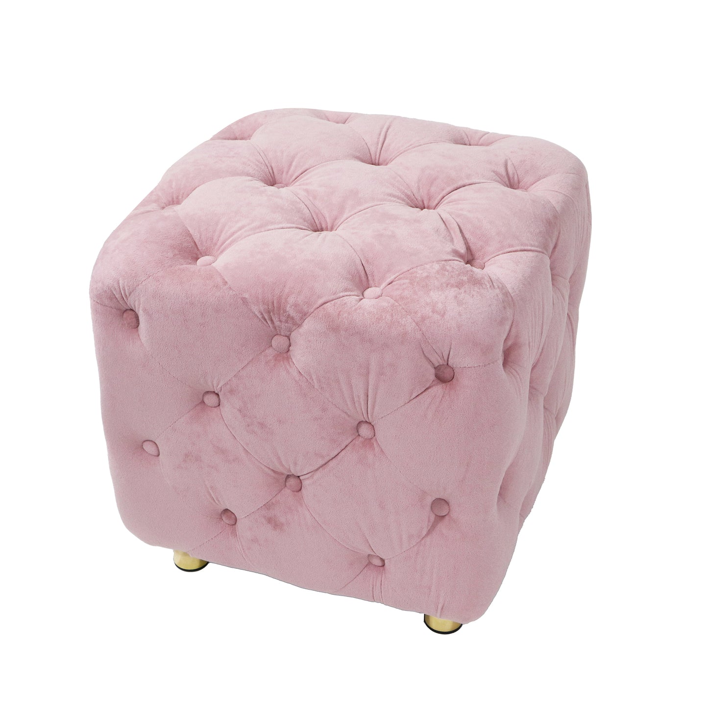 Velvet Upholstered Vanity Seat - Pink