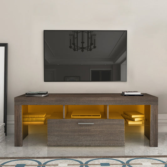 Nova 55 inches TV Stand with LED Lights - Brown