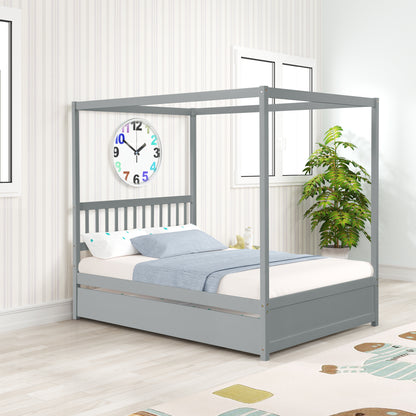 Tranquil Haven Gray Full Bed with Twin Trundle