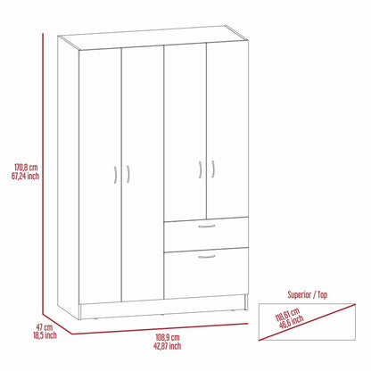 Mondo 1-Drawer Rectangle Armoire Black Wengue and White