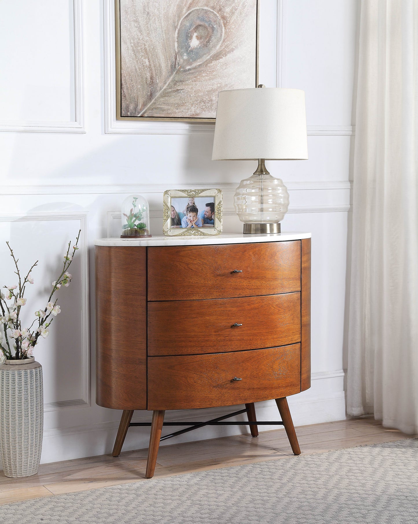 Elegant Marble Walnut Chest