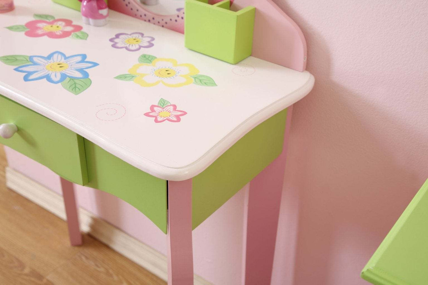 Kids Girls Flower Vanity Set with Stool