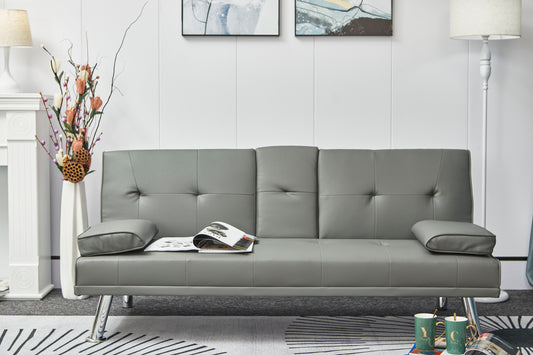 Neza Convertible Faux Leather Sofa Bed  - Grey