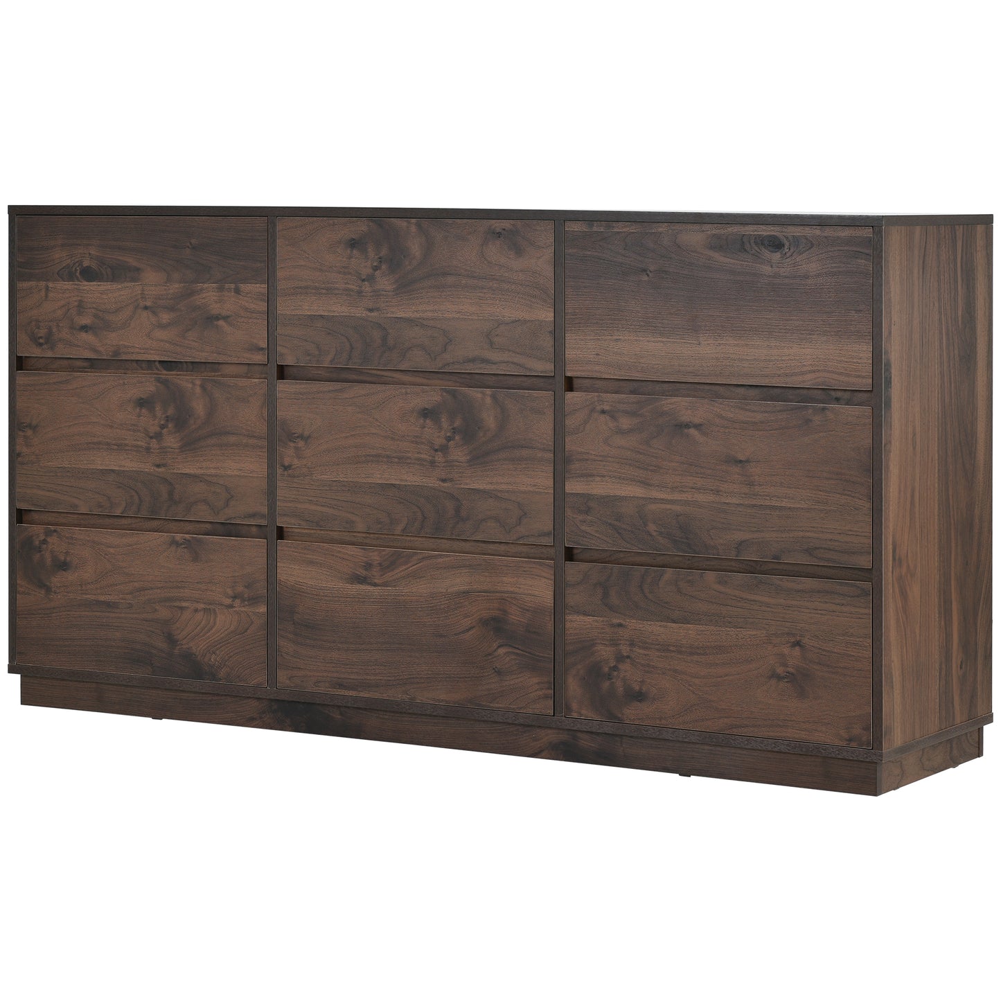 Elegant Retro 9-Drawer Dresser in Rich Dark Brown