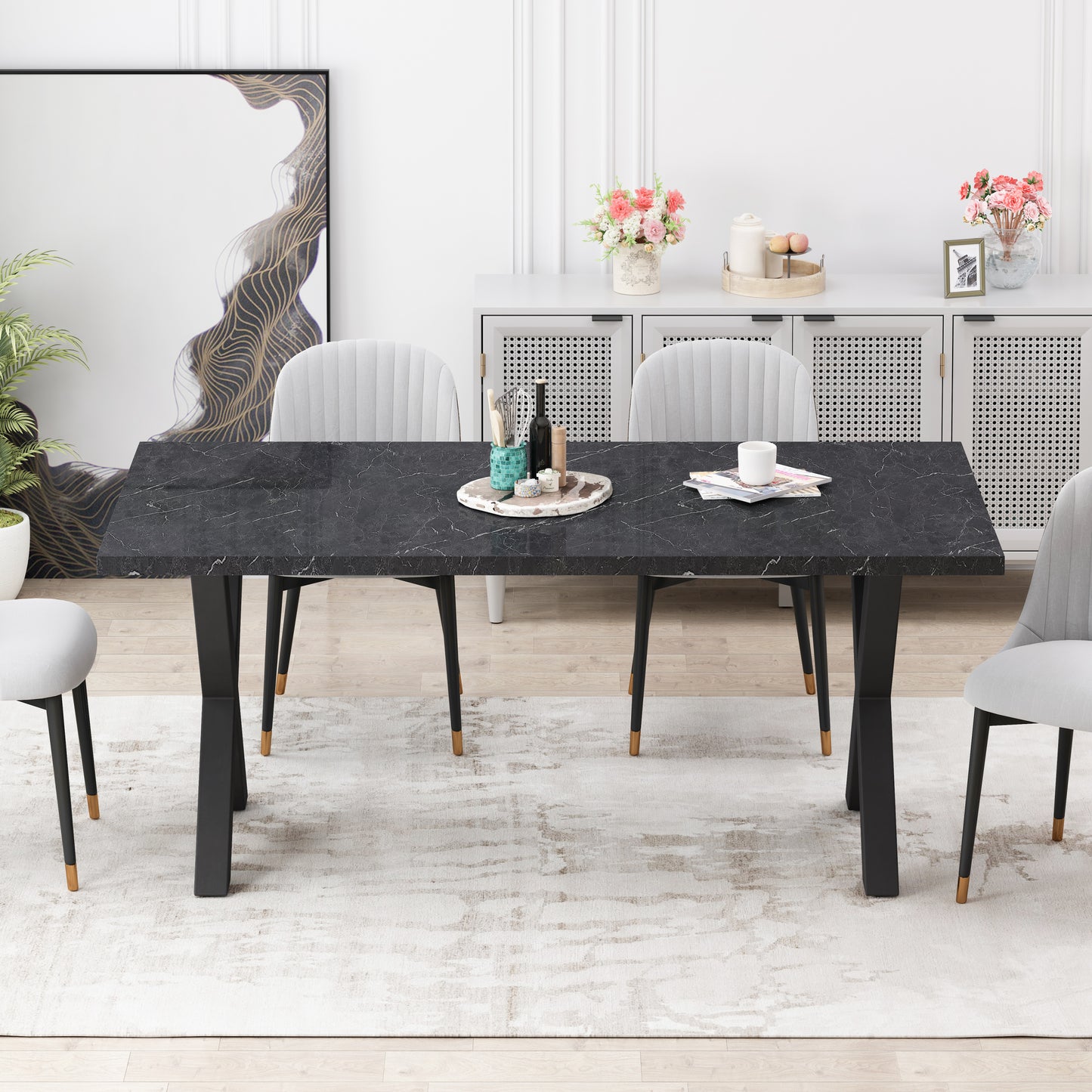 Elegant Marble Square Dining Table