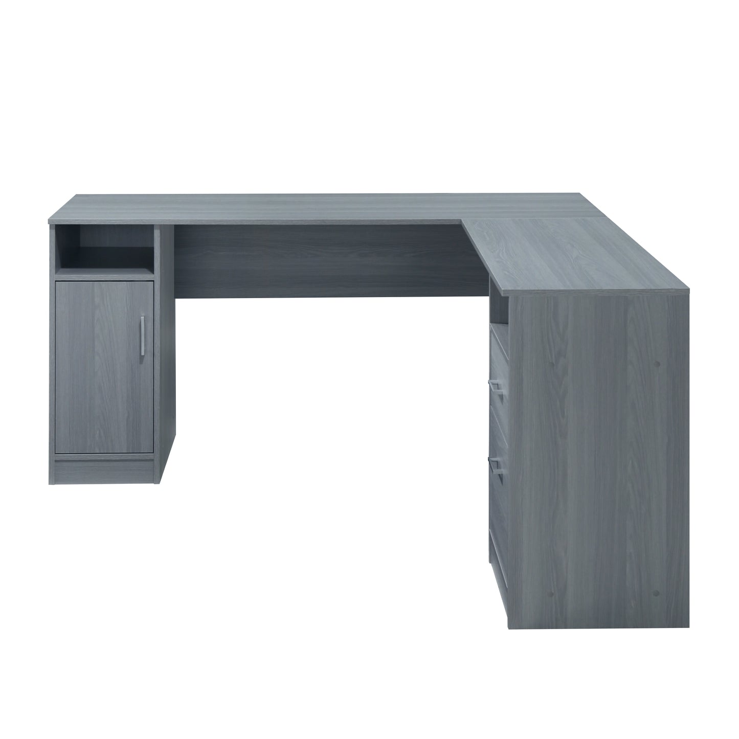 TechMax L-Shape Storage Desk, Slate Grey